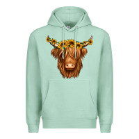 Seafoam sunflower headband highland cow Premium Hoodie - Jasminsmagicworld