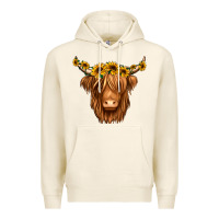 Tofu sunflower headband highland cow Premium Hoodie - Jasminsmagicworld