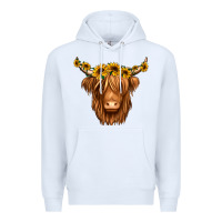 White sunflower headband highland cow Premium Hoodie - Jasminsmagicworld