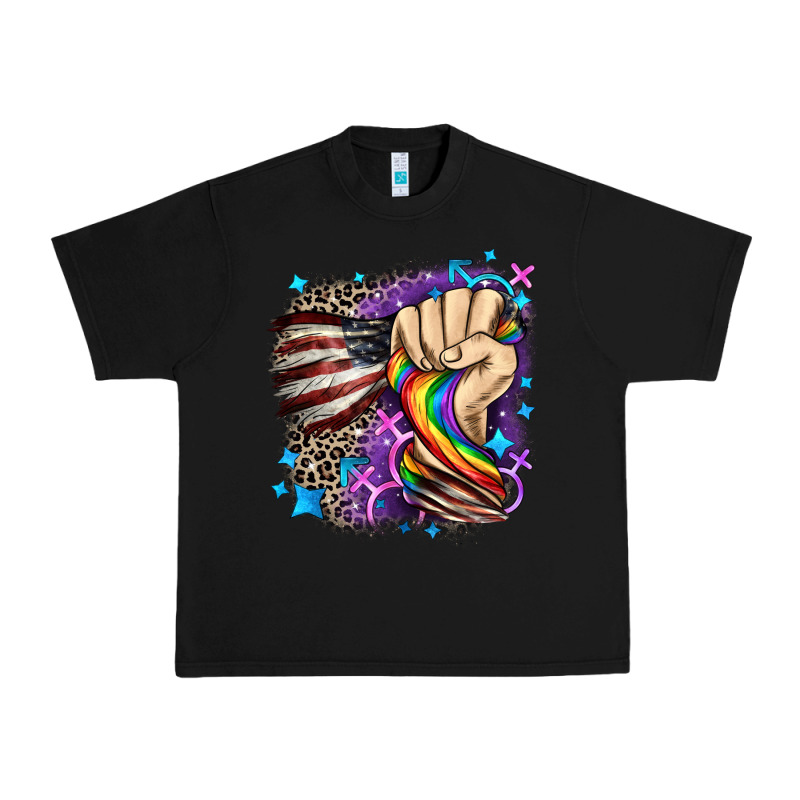 Lgbtq+ And American Flag Urban Heavy Tee by FaDigitalArtStudio | Teevron