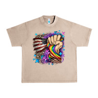 French Oak LGBTQ+ and American flag Urban Heavy Tee - FaDigitalArtStudio