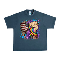 Midnight Navy LGBTQ+ and American flag Urban Heavy Tee - FaDigitalArtStudio