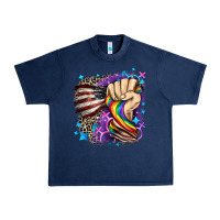Navy LGBTQ+ and American flag Urban Heavy Tee - FaDigitalArtStudio