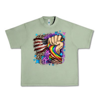 Oil Green LGBTQ+ and American flag Urban Heavy Tee - FaDigitalArtStudio