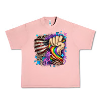 Salmon LGBTQ+ and American flag Urban Heavy Tee - FaDigitalArtStudio