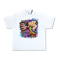 White LGBTQ+ and American flag Urban Heavy Tee - FaDigitalArtStudio