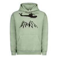 Pigment Oil Green mountain rescue helicopter funny Urban Hoodie - artisFamous