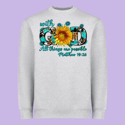 With God All Things Are Possible Sunflower Heavyweight Sweatshirt Designed By Adodesignshop