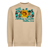 Mushroom with god all things are possible sunflower Heavyweight Sweatshirt - AdoDesignShop