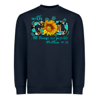 Navy with god all things are possible sunflower Heavyweight Sweatshirt - AdoDesignShop