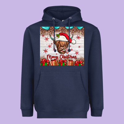 Merry Christmas Cow Heavyweight Hoodie Designed By Jahusdesignshop