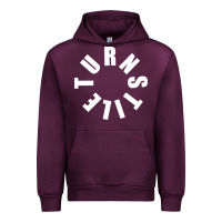Mauve Wine TURNSTILE WHITE ON BLACK. Urban Hoodie - artisFamous
