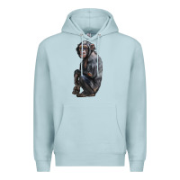 Blue Mist Chimpanzee Illustrations Premium Hoodie - LillyAllenDesigns