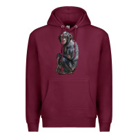 Burgundy Chimpanzee Illustrations Premium Hoodie - LillyAllenDesigns