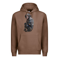 Chestnut Chimpanzee Illustrations Premium Hoodie - LillyAllenDesigns