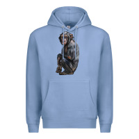 Colony Blue Chimpanzee Illustrations Premium Hoodie - LillyAllenDesigns