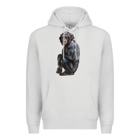 Dove Grey Chimpanzee Illustrations Premium Hoodie - LillyAllenDesigns