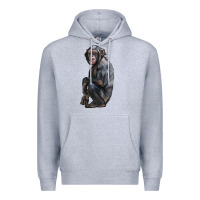 Heather Grey Chimpanzee Illustrations Premium Hoodie - LillyAllenDesigns