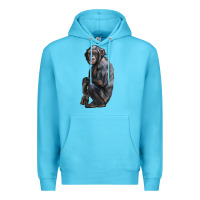 Ocean Blue Chimpanzee Illustrations Premium Hoodie - LillyAllenDesigns