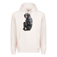 Pale Pink Chimpanzee Illustrations Premium Hoodie - LillyAllenDesigns