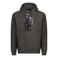 Smoke Chimpanzee Illustrations Premium Hoodie - LillyAllenDesigns