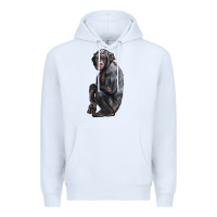 White Chimpanzee Illustrations Premium Hoodie - LillyAllenDesigns