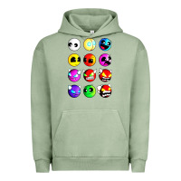 Pigment Oil Green geometry dash difficulty  faces Urban Hoodie - artisFamous