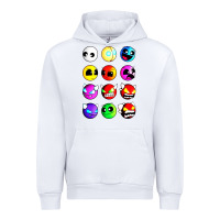 White geometry dash difficulty  faces Urban Hoodie - artisFamous