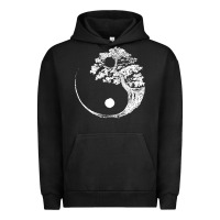 Pigment Black yin yang bonsai tree Urban Hoodie - artisFamous