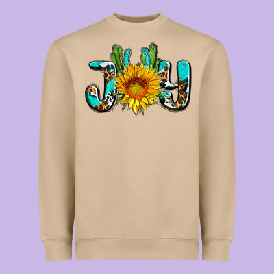 Joy With Sunflower And Cactus Ado Heavyweight Sweatshirt Designed By Adodesignshop