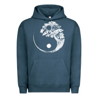 Pigment Midnight Navy yin yang bonsai tree Urban Hoodie - artisFamous
