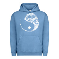 Pigment Pebble Blue yin yang bonsai tree Urban Hoodie - artisFamous