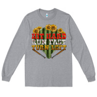 Heather Grey hit hard run fast turn left Long Sleeve Tee - BundleAndBundleShop