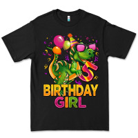 Black 5 rd birthday girl t rex pink Premium Tee - CowGirlArtShop