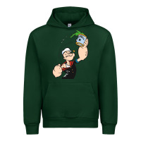 Forest Green Popeye Spinach Retro Mens Funny Urban Hoodie - artisFamous