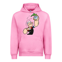 Fuchsia Pink Popeye Spinach Retro Mens Funny Urban Hoodie - artisFamous