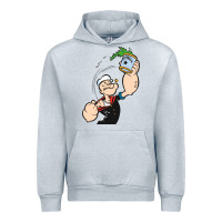 Heather Grey Popeye Spinach Retro Mens Funny Urban Hoodie - artisFamous