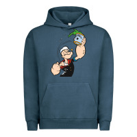 Pigment Midnight Navy Popeye Spinach Retro Mens Funny Urban Hoodie - artisFamous