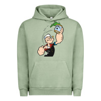 Pigment Oil Green Popeye Spinach Retro Mens Funny Urban Hoodie - artisFamous