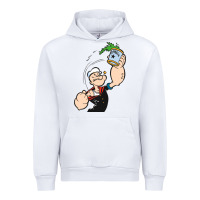 White Popeye Spinach Retro Mens Funny Urban Hoodie - artisFamous