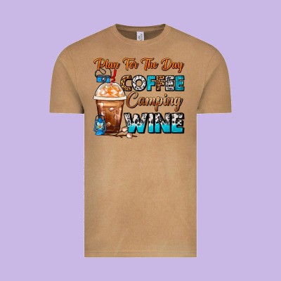 Plan For The Day Coffee Camping Wine Frappe Coffee Vintage Tee Designed By Fadigitalartstudio