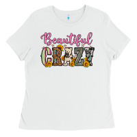 White beautiful crazy Ladies Tee - OliviaCreatesArt