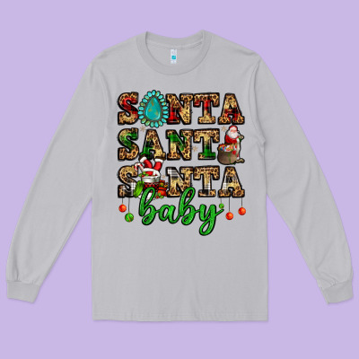 Santa Santa Santa Baby Long Sleeve Tee Designed By Fadigitalartstudio