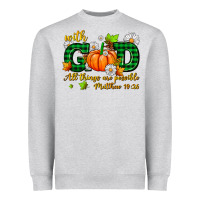 Heather Grey with god all things are possible Heavyweight Sweatshirt - AdoDesignShop