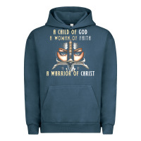 Pigment Midnight Navy child of god woman of faith warrior of christ Urban Hoodie - artisFamous