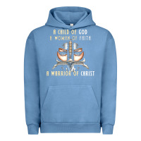 Pigment Pebble Blue child of god woman of faith warrior of christ Urban Hoodie - artisFamous
