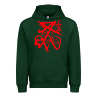 Forest Green lucifer calligraphy 2 Urban Hoodie - artisFamous
