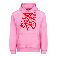 Fuchsia Pink lucifer calligraphy 2 Urban Hoodie - artisFamous