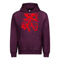 Mauve Wine lucifer calligraphy 2 Urban Hoodie - artisFamous