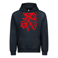 Navy lucifer calligraphy 2 Urban Hoodie - artisFamous